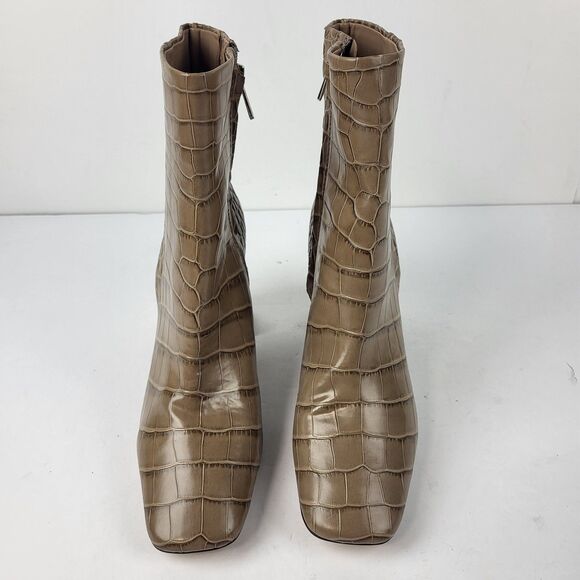 Sam Edelman Codie Croc Effect Leather Ankle Boots TAN/BROWN Size 9.5 M - Picture 8 of 10